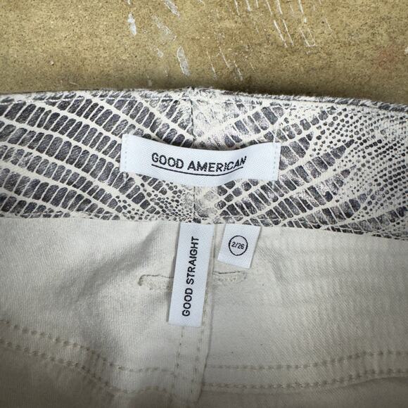 NWT Good American Snake Print Pants Women’s Size 2 Straight Leg Metallic Y2K - Picture 3 of 14